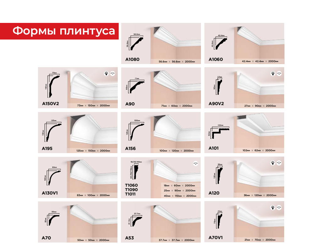 Плинтус потолочный из полистирола высокой плотности HI-WOOD A130V1 100х83мм 2,0м