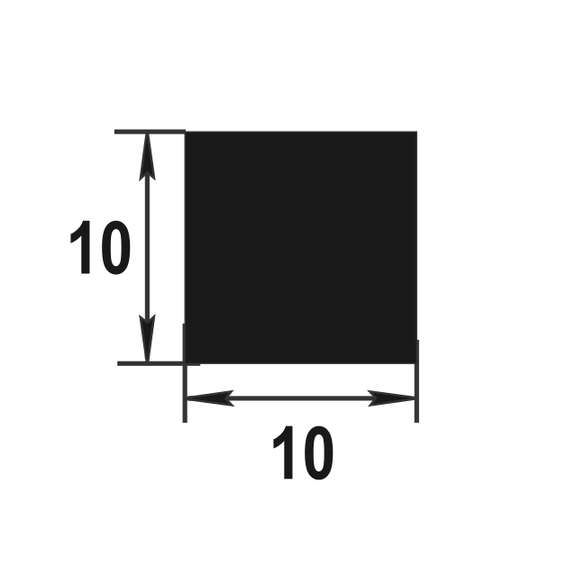 Штанга квадратная 10х10 мм ШКв 10.2000.501л Серебро. Цена за 5 штук.