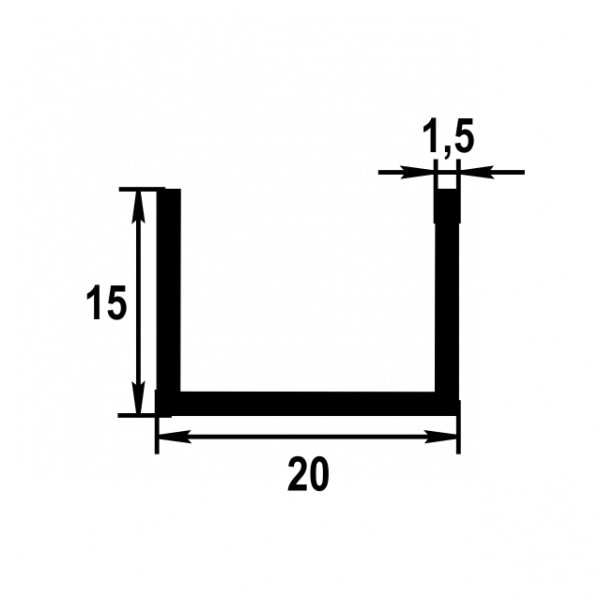 Швеллер 15х20х15 мм Шв 08.2000.500 Без окраса