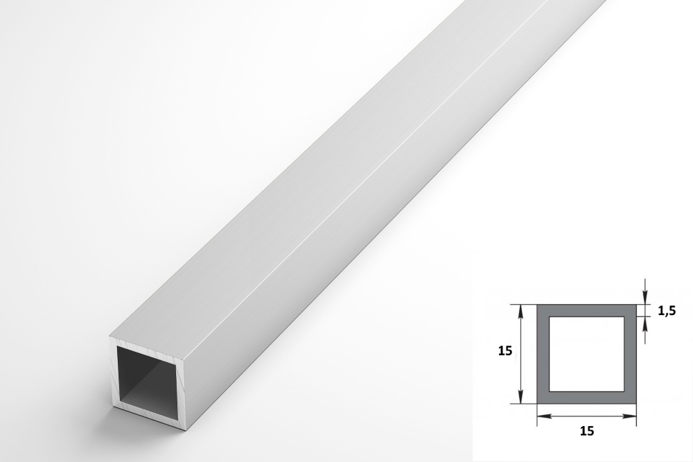 Труба квадратная 15х15 мм ТКв 02.2000.501л Серебро