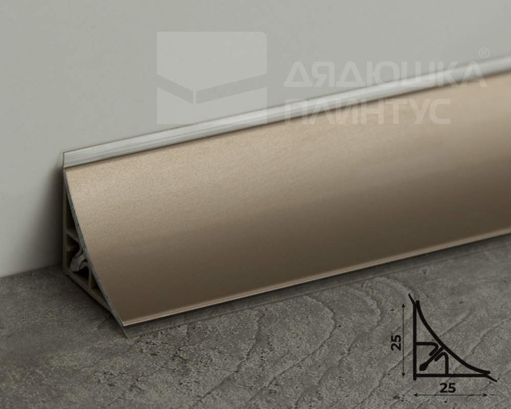 Плинтус для столешниц вогнутый Алюминий Волшебная палочка 30*30 3,05м Бронза