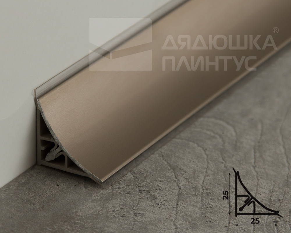 Плинтус для столешниц вогнутый Алюминий Волшебная палочка 30*30 3,05м Бронза