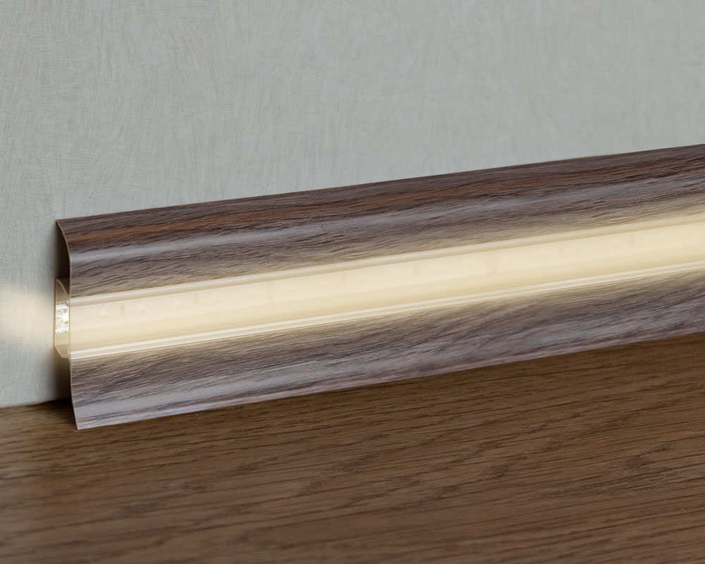 Плинтус ПВХ с кабель-каналом Рико Лео 102 Ольха серая