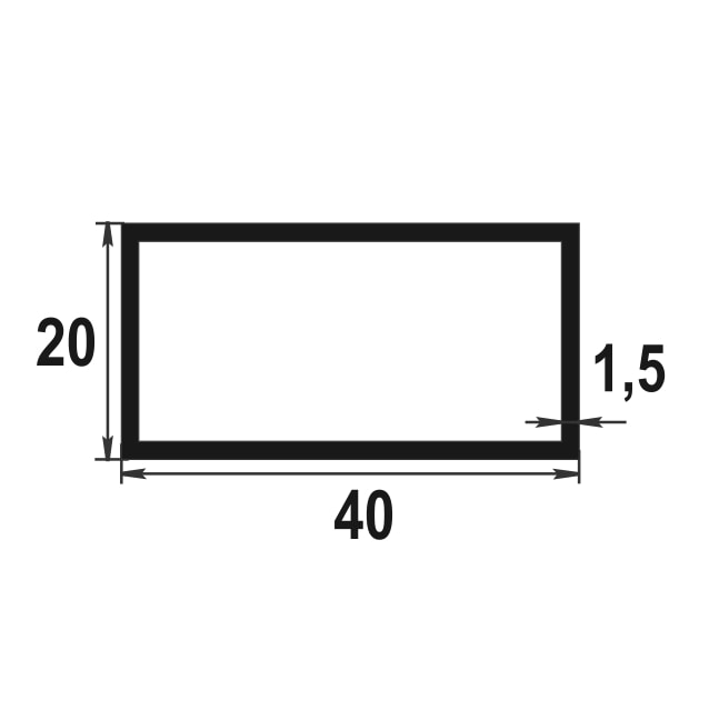 Труба прямоугольная 40*20 мм ТПр 02.2000.502л Золото. Цена за 5 штук.