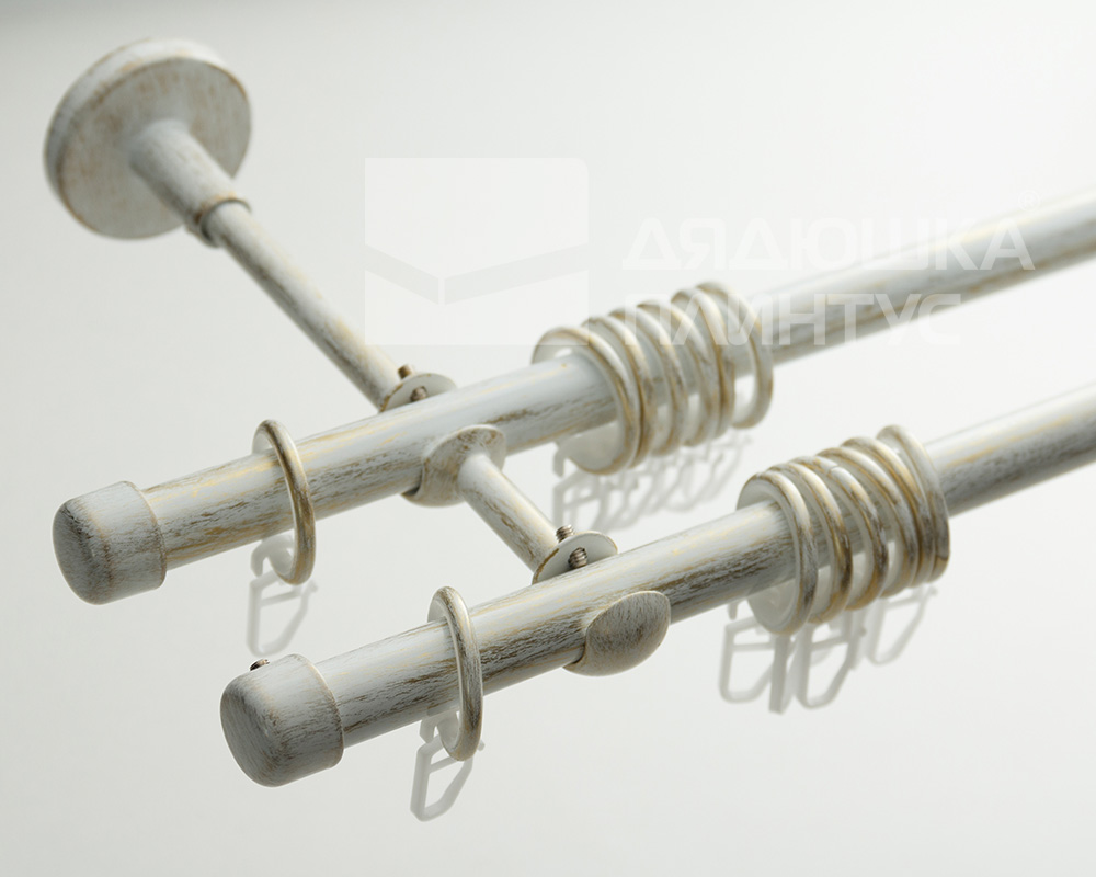 Карниз двухрядный кованый УЮТ d25мм 2,0м Белый/Золото