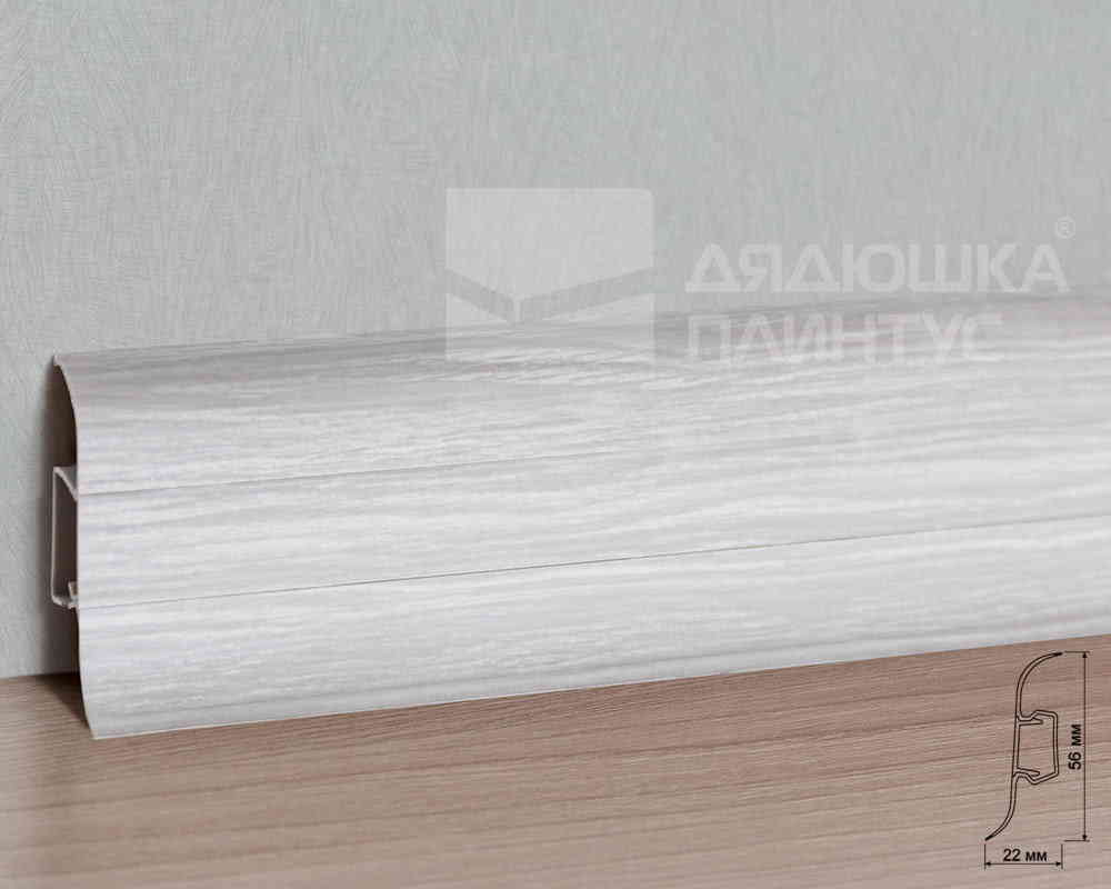 Плинтус ПВХ с кабель-каналом Рико Лео 112 Ясень серый