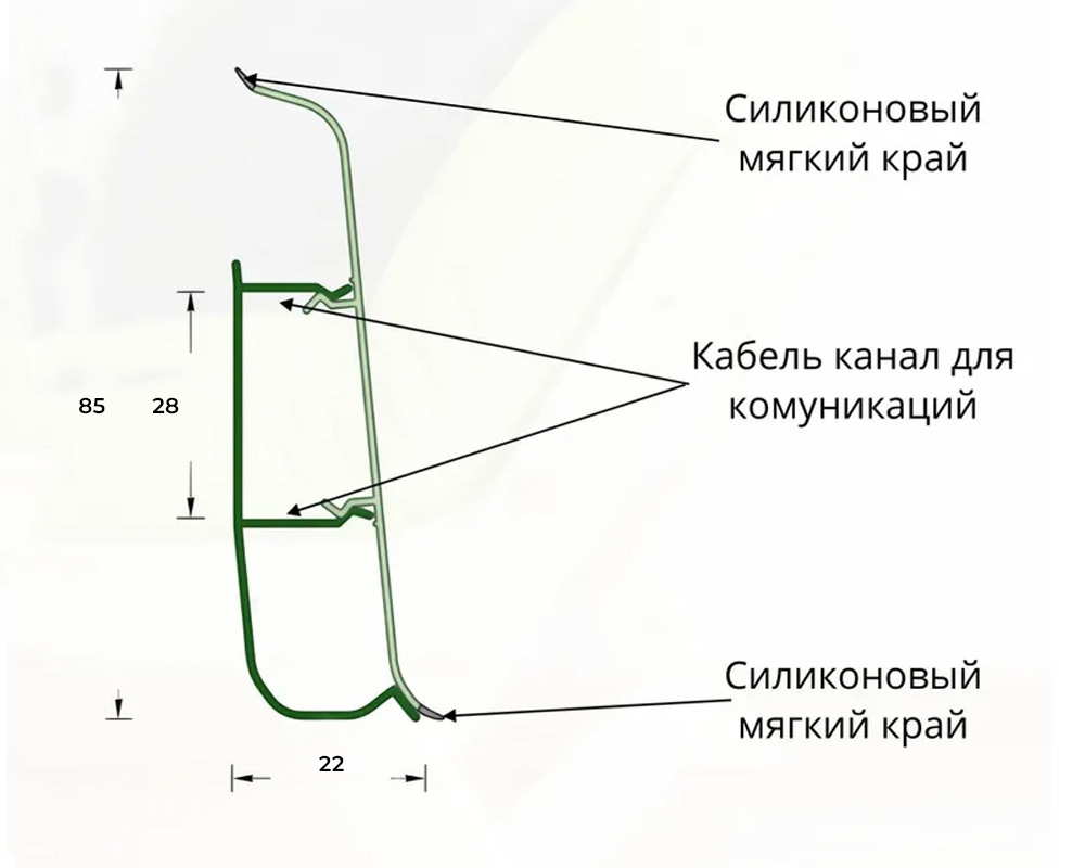 Плинтус ПВХ со съемной панелью Идеал Деконика 85мм 2,2м 265 Клен патина