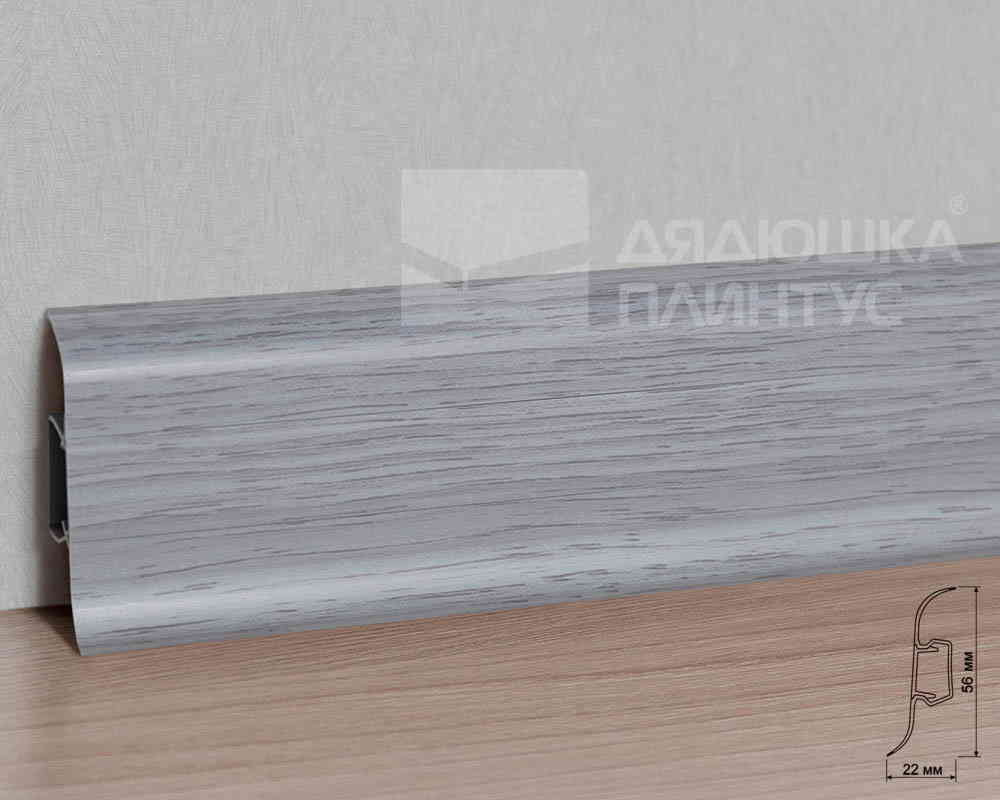Плинтус ПВХ с кабель-каналом Рико Лео 102 Ольха серая