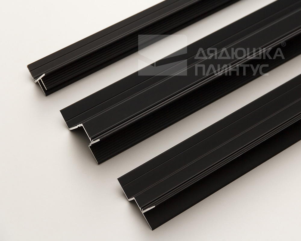 Плинтус алюминиевый потолочный под гипсокартон Волшебная палочка 12 мм 3,0 м Чёрный матовый