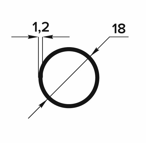 Труба круглая Ø 18 мм ТКр 06.2000.502л Золото. Цена за 5 штук.