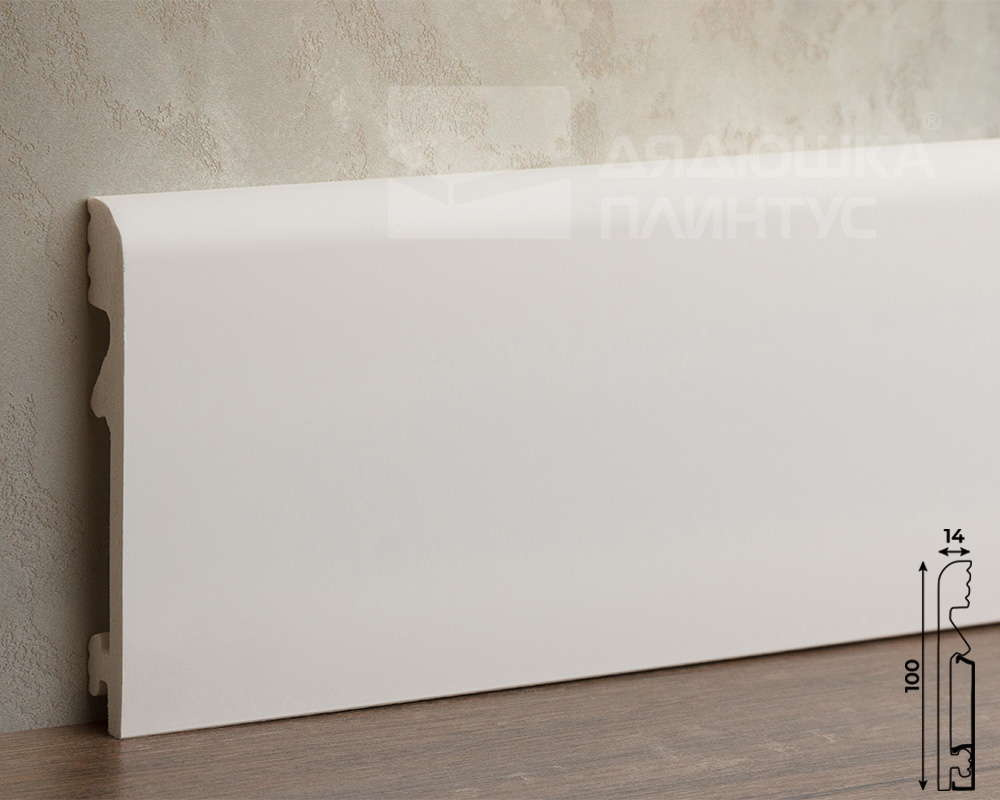 Плинтус СОЛИД 1 UHD 11/100C 100*14*2000  Белый под покраску